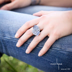 Bague réglable écaille en argent massif sur deux doigts, en noire ou en blanche