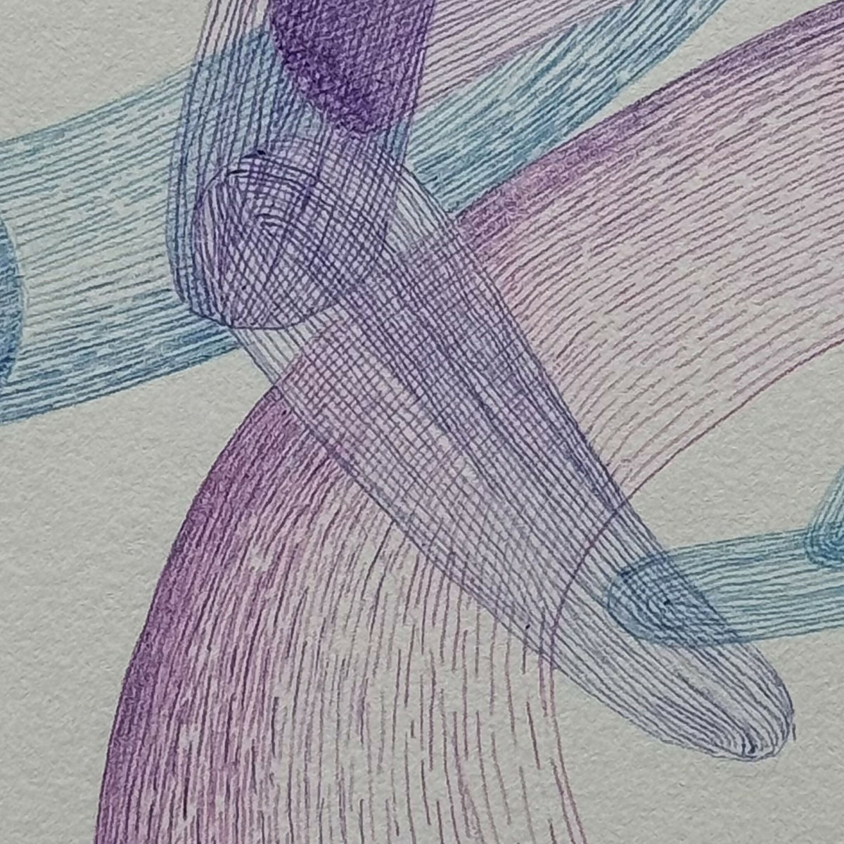 Détail d’illustration abstraite, formes filaires bleu clair et violet sur fond clair