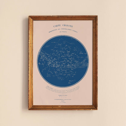 Illustration vintage carte celeste etoiles restauration numerique