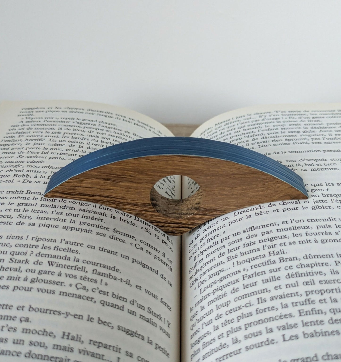 Bague de lecture avec Marqueterie de Paille Bleue Roi