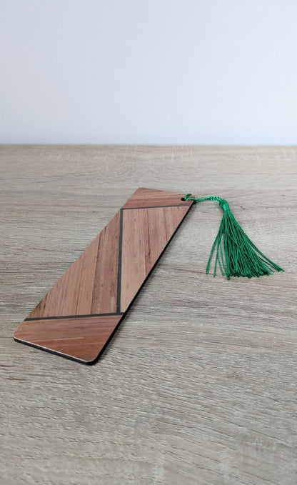 Marque-pages avec marqueterie de paille Cuivre/Gris Anthracite/Vert