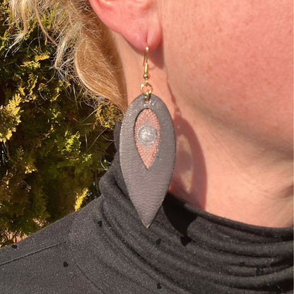 Dormeuses Black Drop Cuir et Dentelle