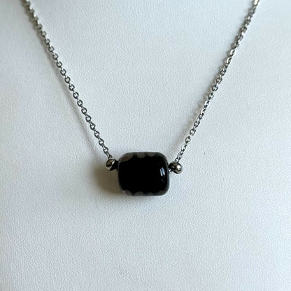 Collier - Chrysalide Noire - Perle en verre de Murano