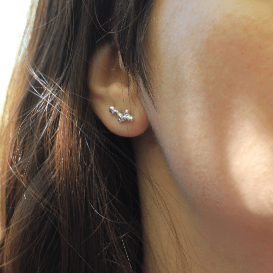 Boucle oreille barre minimaliste en argent massif