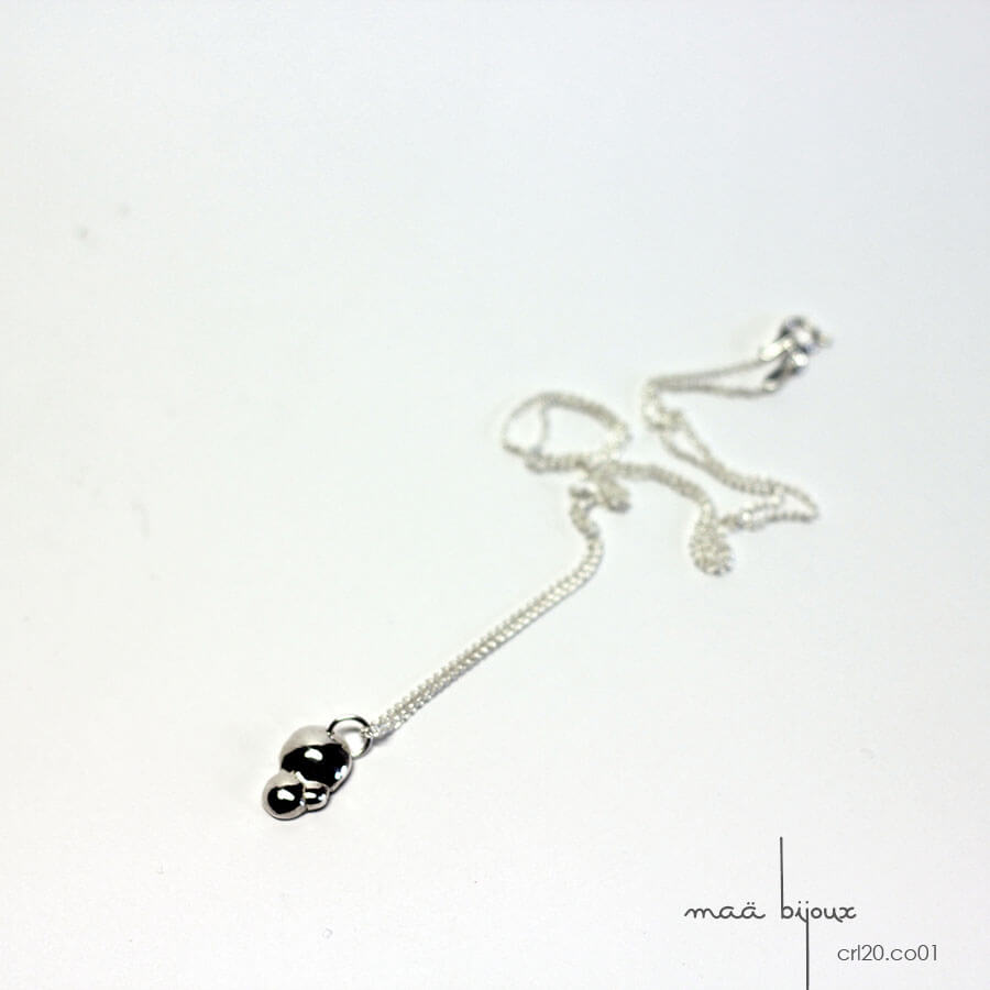 collier minimaliste de la collection corail inspiré de la nature fabriqué en france en argent massif recyclé, bijoux écologique, maä bijoux