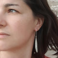 Boucles d'oreilles pendantes feuille d'olivier en argent massif recyclé