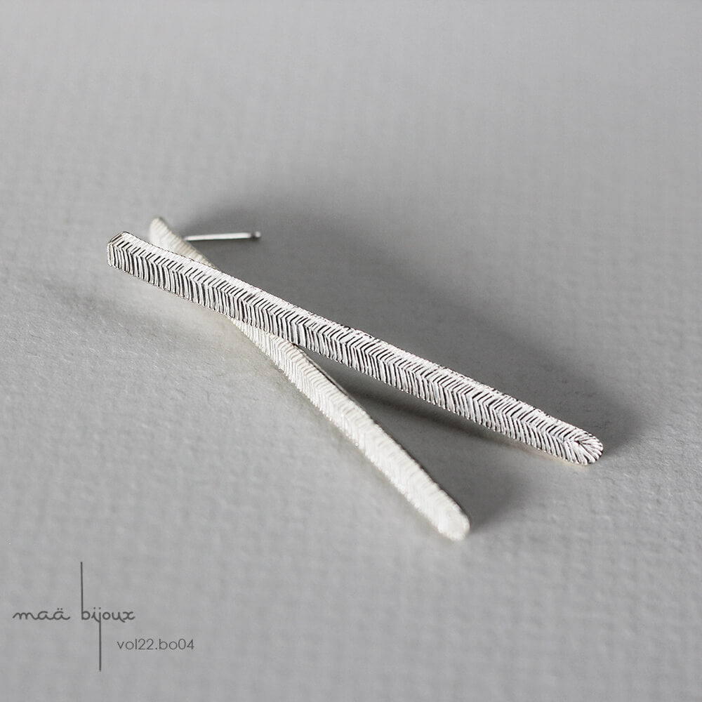 longues puces barres en argent massif recyclé fabriqué en France, maa bijoux