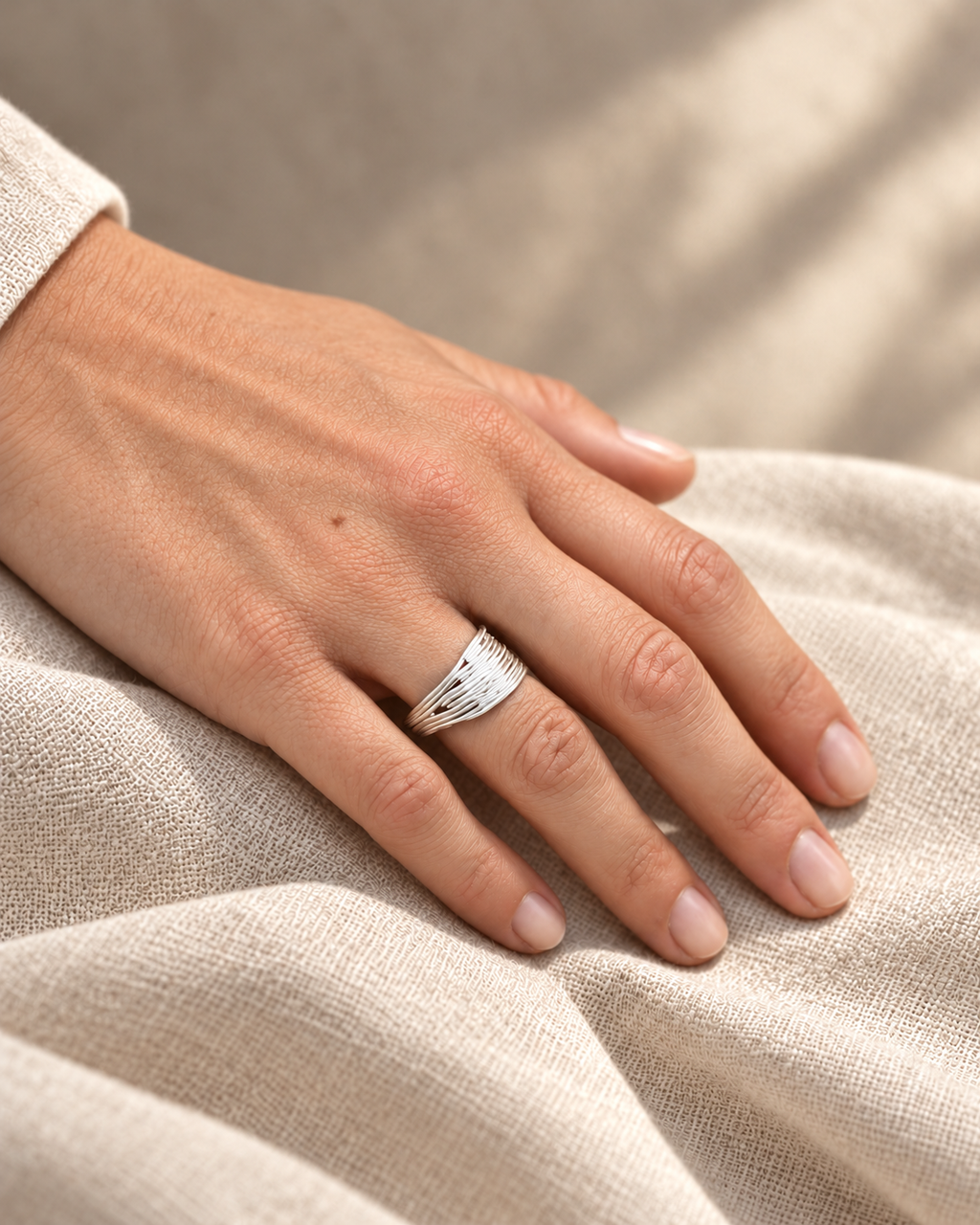 Bague empreinte en fil d'argent massif 925 recyclé