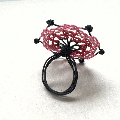 bague en soie Trèfle rouge