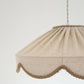 Suspension "Cosette" en Tissu Uni Beige Classic - Abat-jour Festonné Style Vintage Made in France