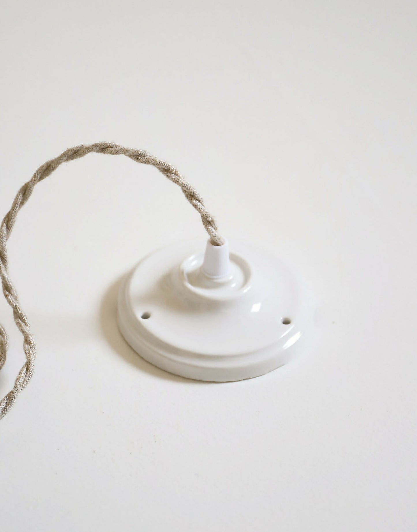 Douille blanche de suspension avec cordon torsadé gris