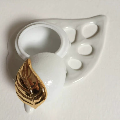 Boite à bijoux citron en porcelaine et or