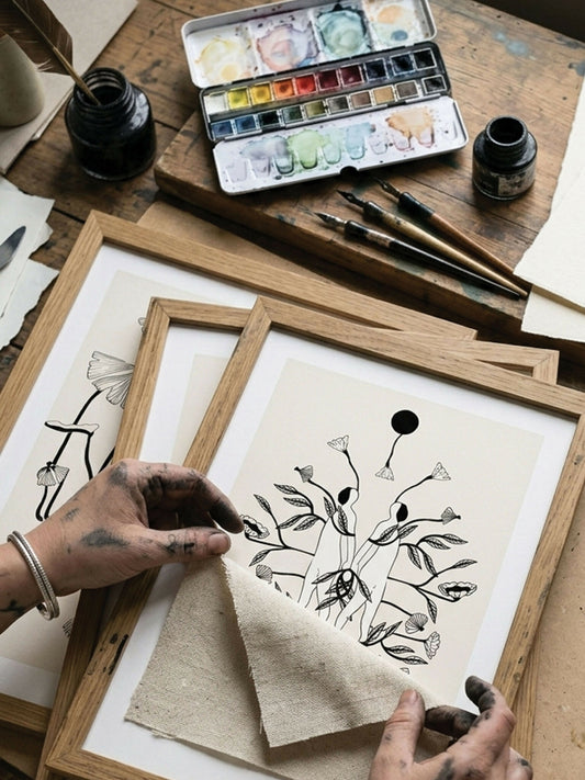 Âmes Jumelles illustration à l’encre noire A4