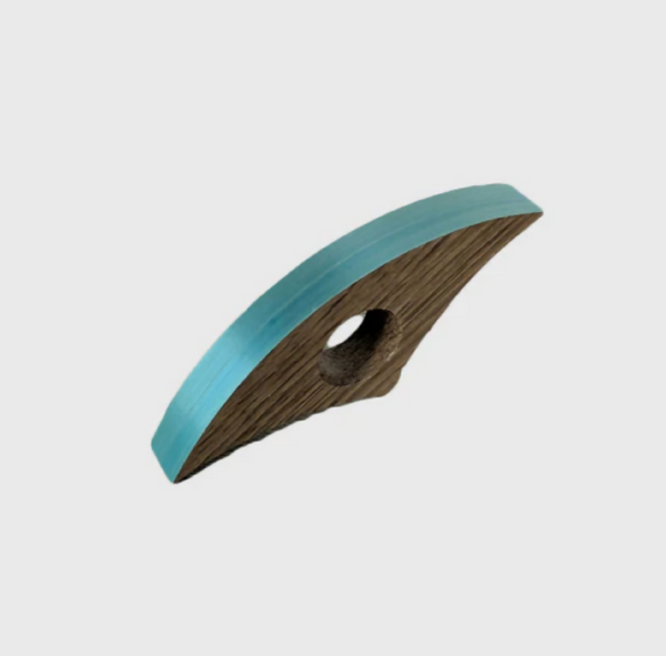 Bague de lecture en bois, marqueterie turquoise, fente ovale