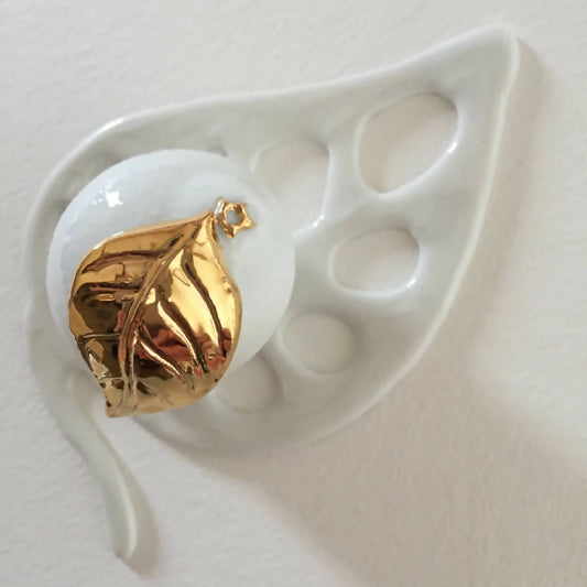 Boite à bijoux citron en porcelaine et or