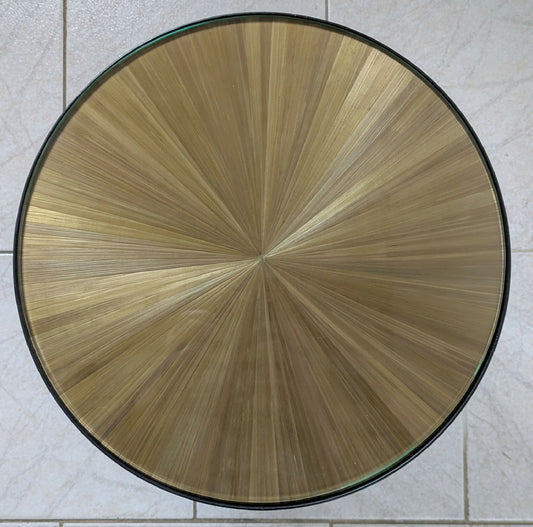 Table d'appoint pieds métal et plateaux avec marqueterie de Paille dorée