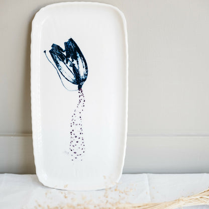 Plat à cake en porcelaine, fait main, Aube