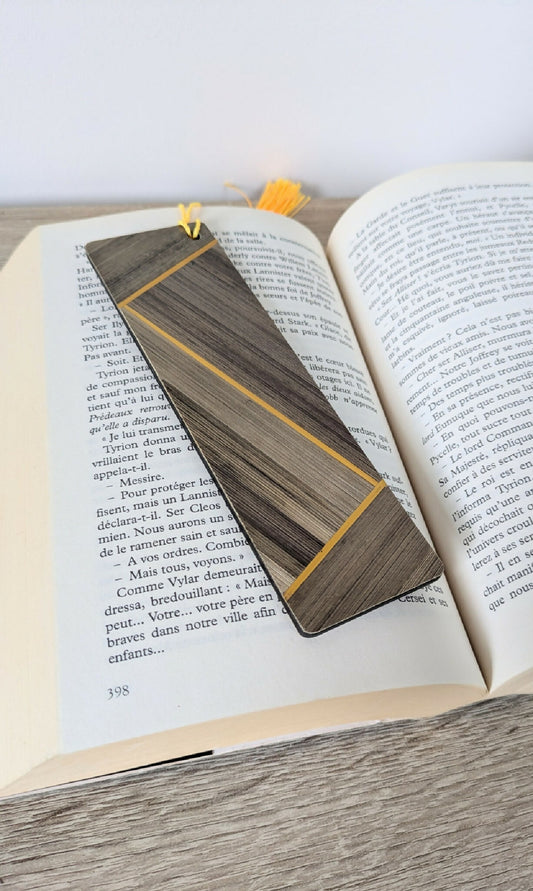 Marque-pages avec marqueterie de paille Marron/Jaune/Cuivre
