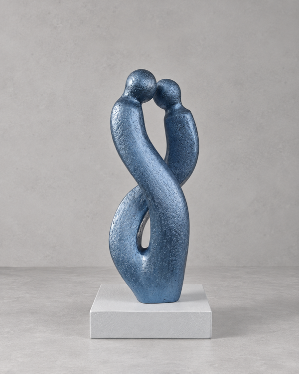 Sculpture contemporaine couple Blue emotion