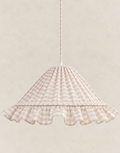 Suspension conique Emilia avec volant chic : lumière douce en coton tissé vichy