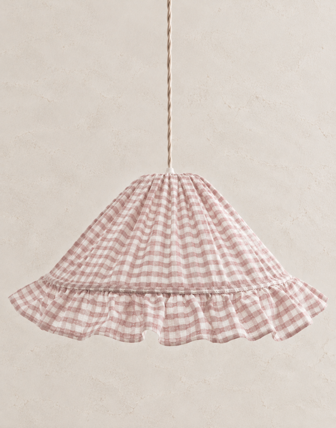 Suspension conique avec volant Emilia "petits carreaux rose"
