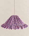 Suspension conique Emilia « Purple Shell Flowers », luminaire artisanal