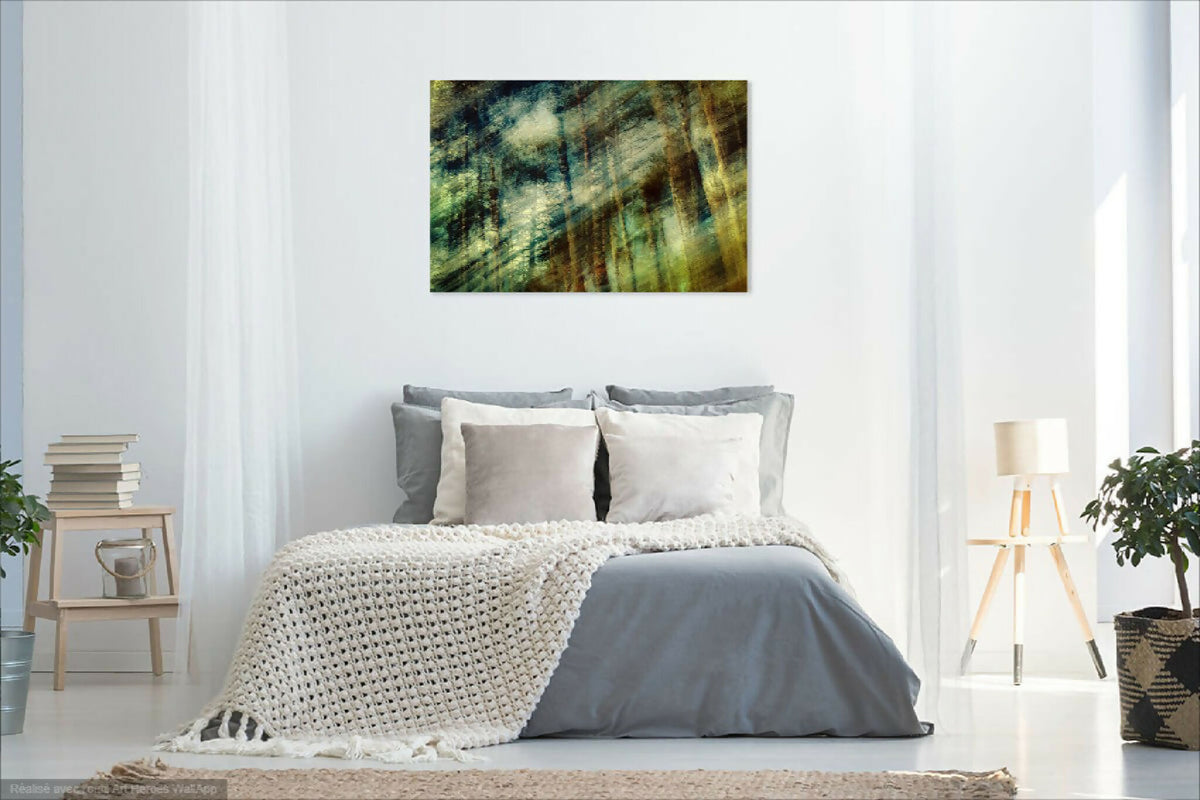 Plaid texturé gris à motifs en relief, posé sur un lit