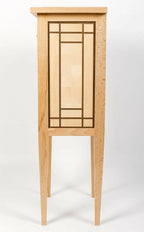 Table de chevet en bois de hêtre avec panneau shoji vitré encadré et traverse