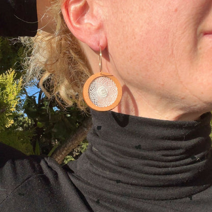 Creoles Rotondes Cuir et Dentelle portées