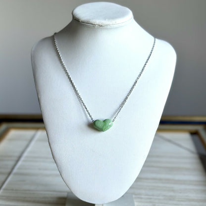 Collier - Coeur Sauge - Perle en verre de Murano