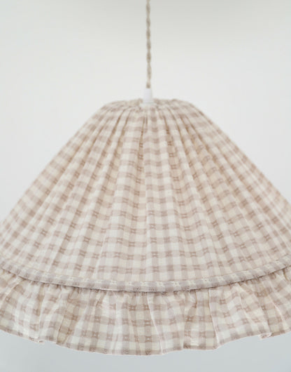 Suspension conique Emilia avec volant chic : lumière douce en coton tissé vichy