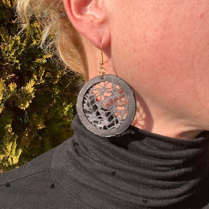 Dormeuses Maxi Black Rotondes Cuir et Dentelle