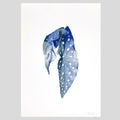 Affiche Bégonia bleu aquarelle à points blancs, format A3