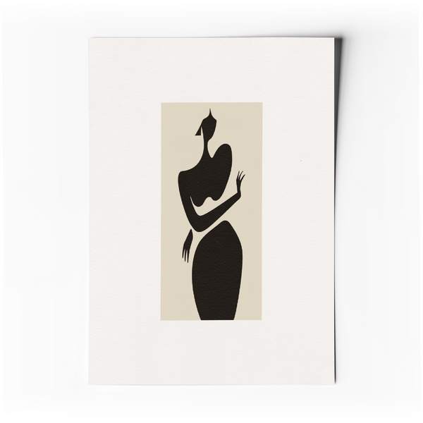 Affiche d’art minimaliste avec silhouette noire abstraite sur fond clair