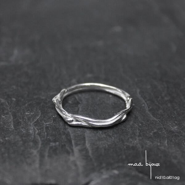 Alliance maä en argent massif 925 recyclé, modèle nid, inspiration de la nature bijoux écologique fait main en France, mariage éthique