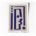 Affiche d’art abstrait minimaliste avec formes géométriques bleues sur fond beige