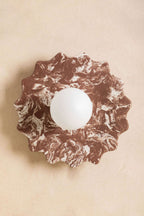 Applique murale en forme de fleur marron chocolat, avec rosace et ampoule blanche