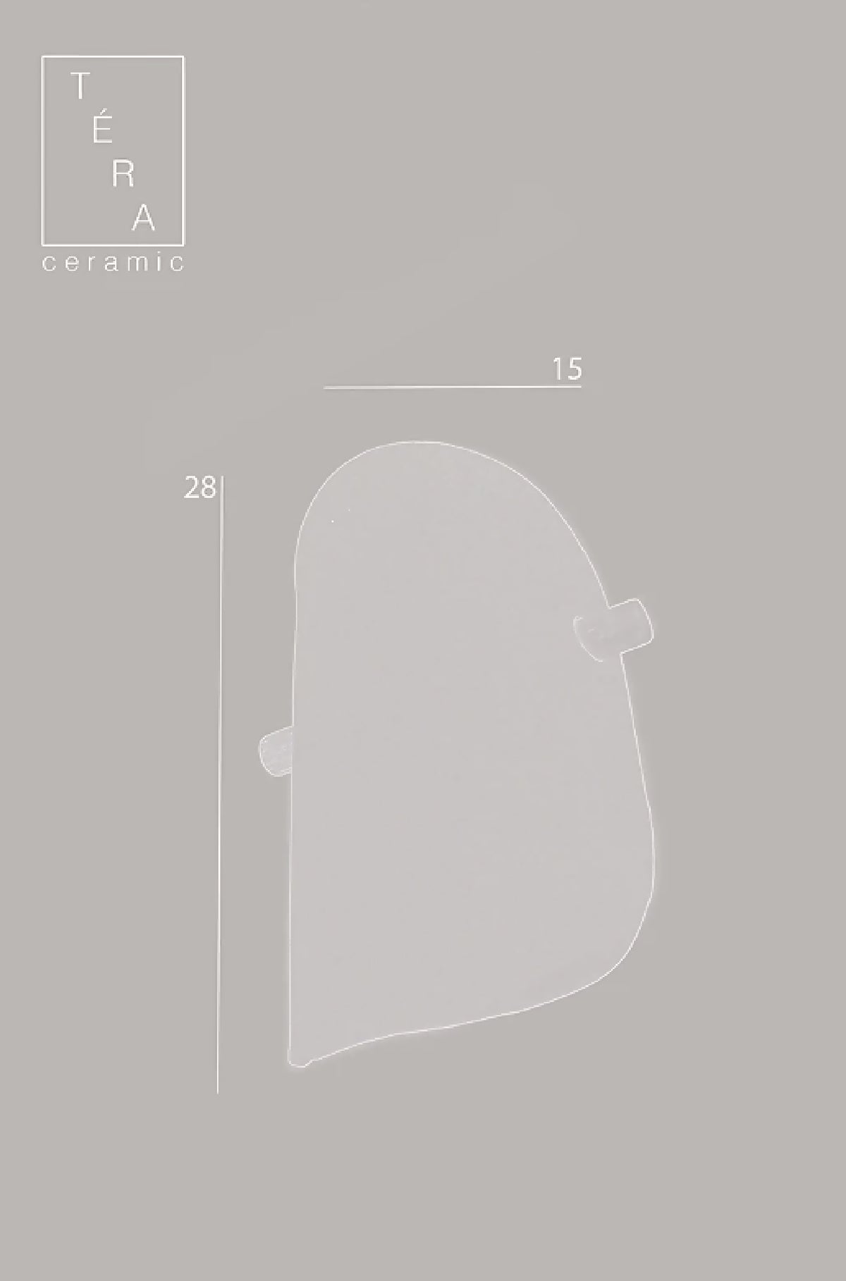 Schéma d’applique murale en céramique beige, forme arrondie, dimensions indiquées