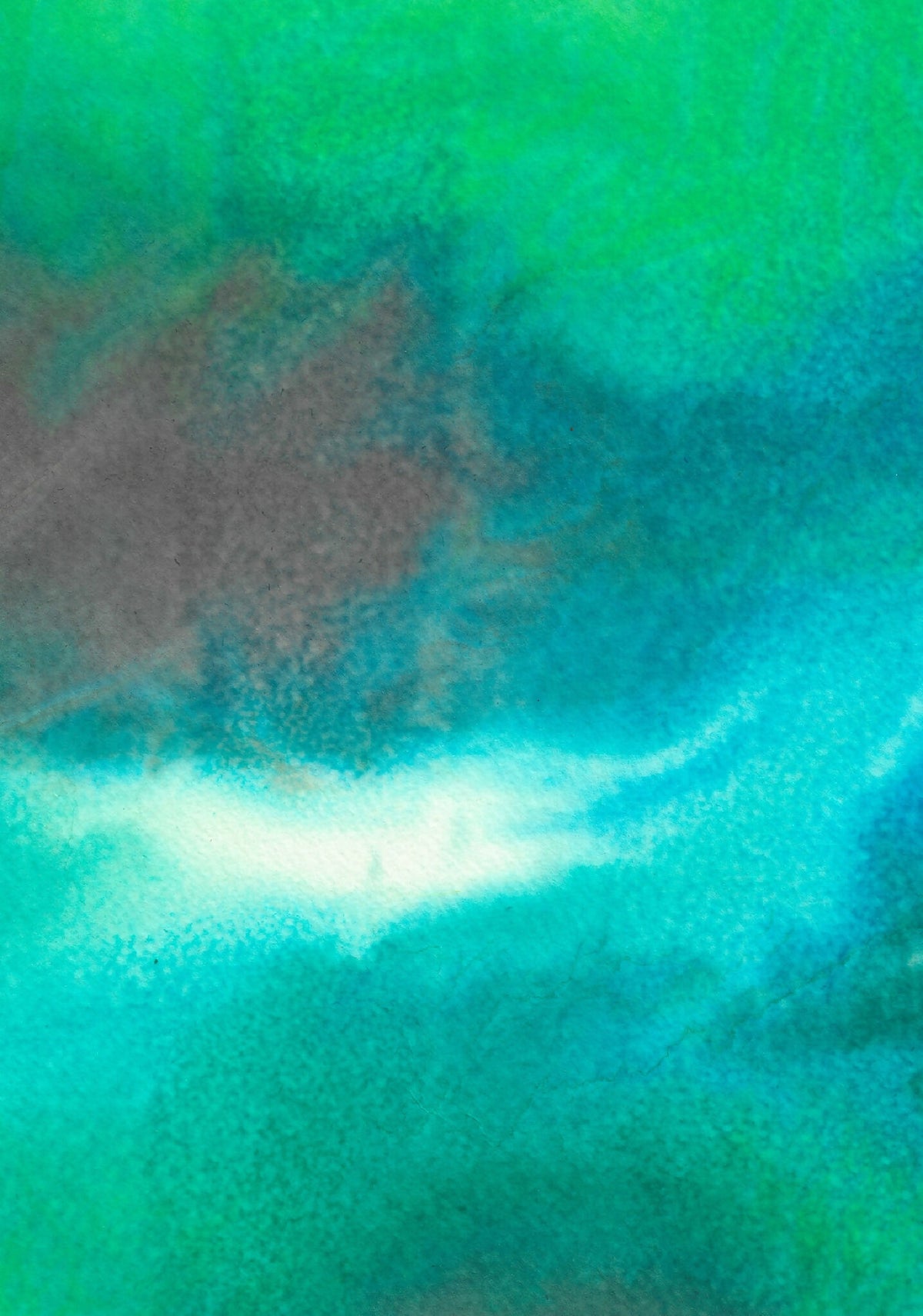 Aquarelle abstraite en gros plan, dégradés verts et bleus, effet aquarelle.
