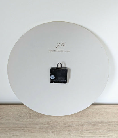 Horloge murale Ronde avec Marqueterie de paille Beige et Marron