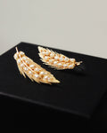 Boucles d’oreilles épis de blé dorés, décor perles et strass