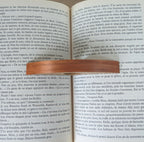 Bague de lecture en bois marron, ouverture ovale, marqueterie paille cuivre visible