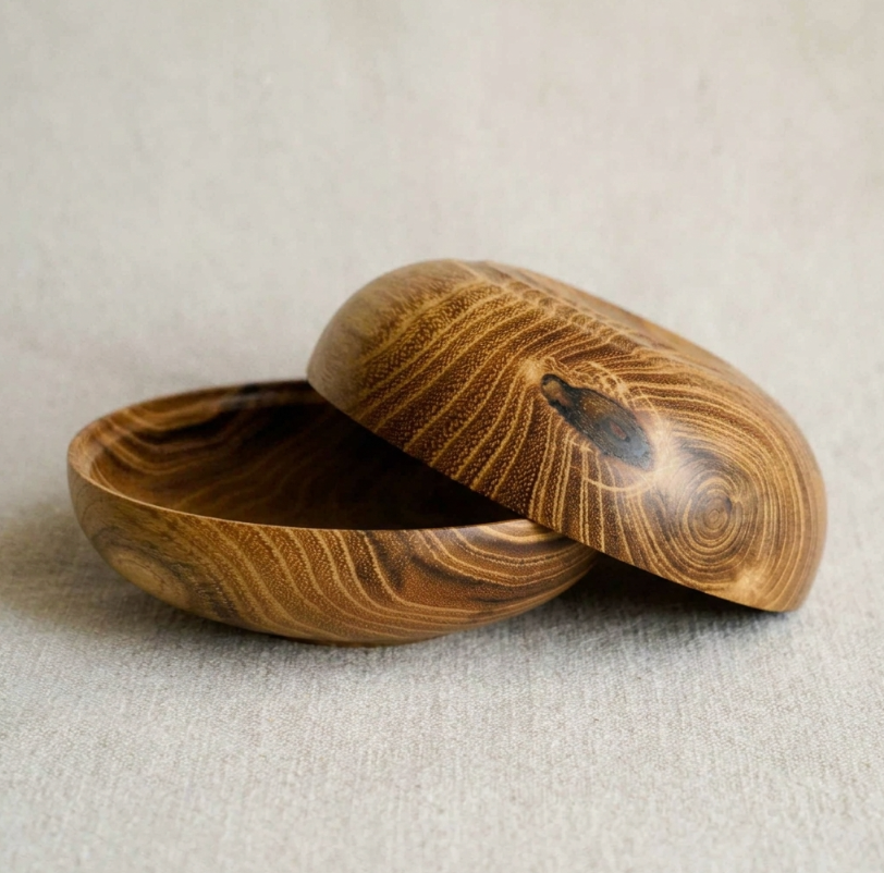 Coupelles en bois fait-main - Double cœur