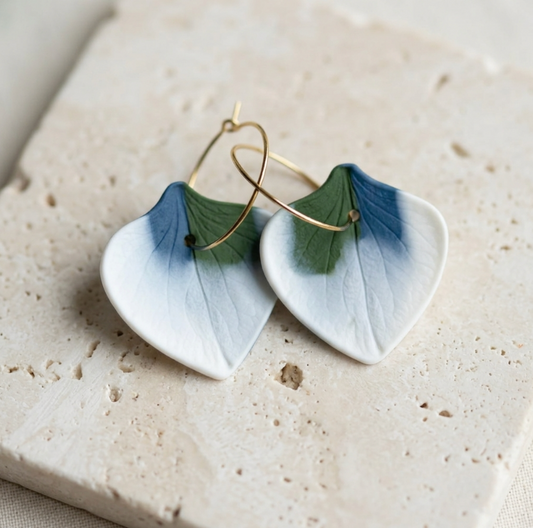 Boucles d'oreille créoles en porcelaine colorée Marie Courtillat