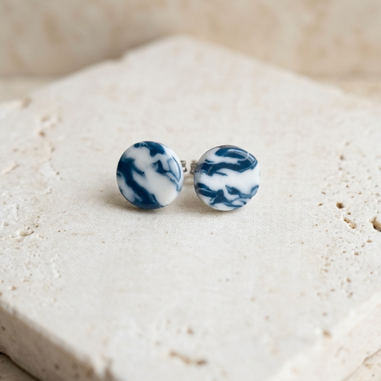 Clous d'oreille en porcelaine collection Marble Uno pour femme