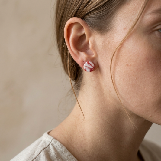Clous d'oreille en porcelaine collection Marble Uno pour femme