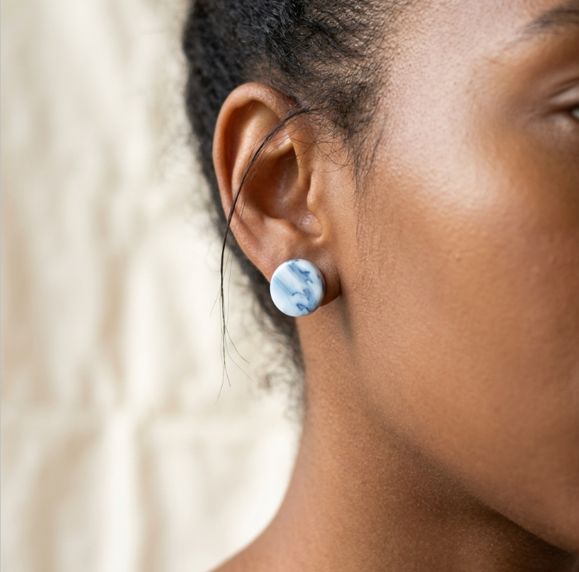 Clous d'oreille en porcelaine collection Marble uno pour femme
