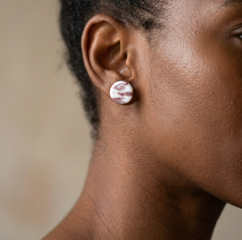 Clous d'oreille en porcelaine collection Marble uno pour femme