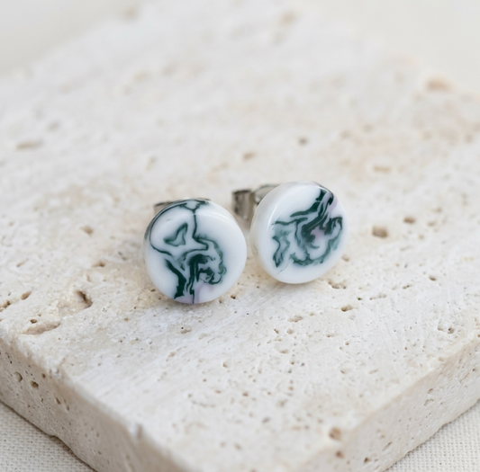 Clous d'oreille en porcelaine collection Marble Duo pour femme