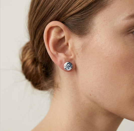Clous d'oreille en porcelaine collection Marble Duo pour femme